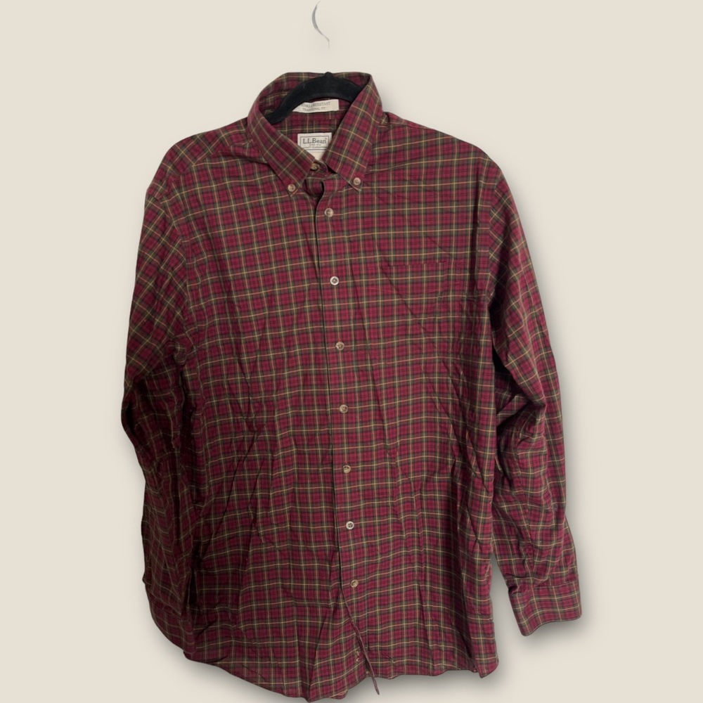 L.L.Bean Shirt Men's M tall Traditional Fit Wrinkle Resistant 100 Cotton Flannel